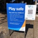 Playground safety signage after reopening during lockdown, Hampton; Choat, Liz; 2021 Sep. 2; PD3224