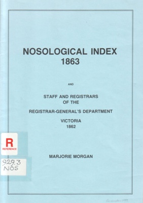 Nosological index 1863; Morgan, Marjorie; 1987; 947123008; B0493