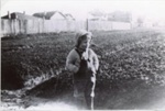 Helene Ralph in market garden behind Ralph's dairy; 1938?; P12418