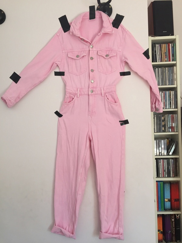 pink denim boiler suit
