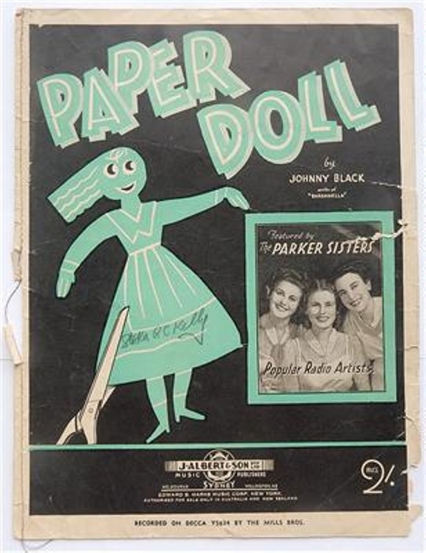 Sheet Music Paper Doll; Black, Johnny; Parker sisters; 1942; BH3190