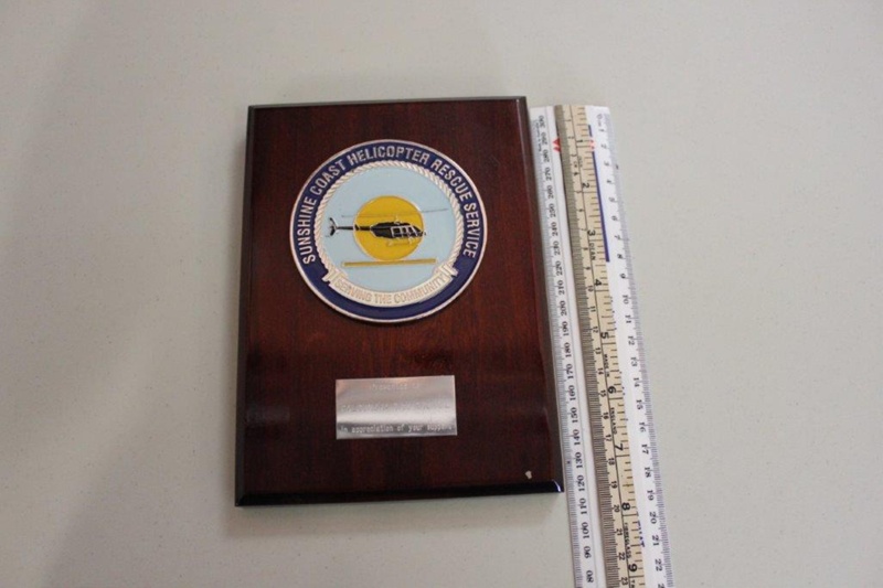 Plaque, Sunshine Coast Helicopter Rescue Service, Serving the Community